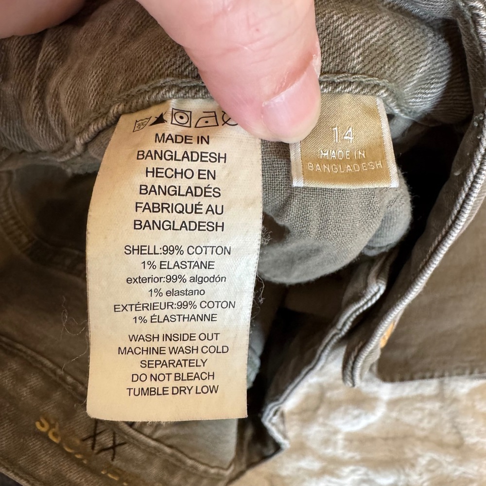 Michael Kors Olive Green Cargo Denim Midi Skirt with Front Slit Size 14 - Picture 9 of 10